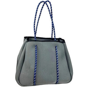 Annabel Ingall Sporty Spice Neoprene Tote in Charcoal with Cobalt Straps